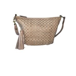 Frye Oriana Hobo woven leather bag Mushroom color